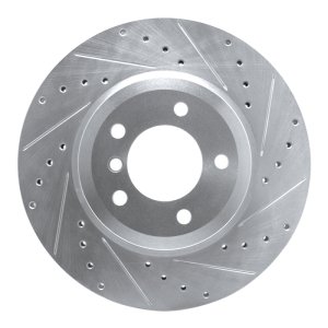 BMW 330CI Brake Rotor (1) - Front Right - R1 Concepts - Drilled & Slotted - Silver - `01-`08